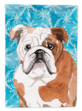 English Bulldog Winter House Flag 28x40 Porch Sleeve Pole Decorative Outside Yard Banner Artwork Wall Hanging, Polyester