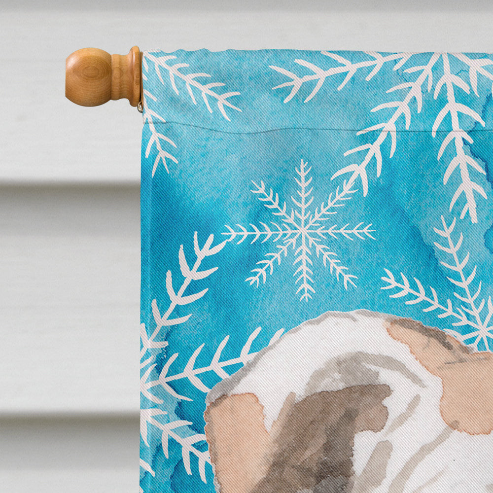English Bulldog Winter House Flag 28x40 Porch Sleeve Pole Decorative Outside Yard Banner Artwork Wall Hanging, Polyester