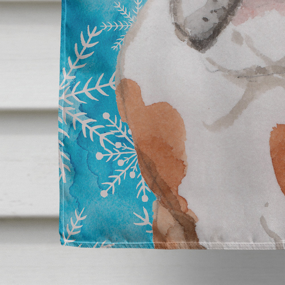 English Bulldog Winter House Flag 28x40 Porch Sleeve Pole Decorative Outside Yard Banner Artwork Wall Hanging, Polyester