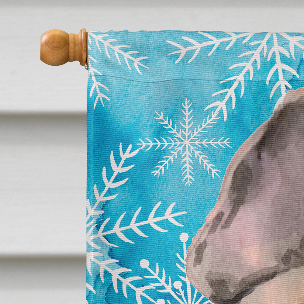 Fawn French Bulldog Winter House Flag 28x40 Porch Sleeve Pole Decorative Outside Yard Banner Artwork Wall Hanging, Polyester