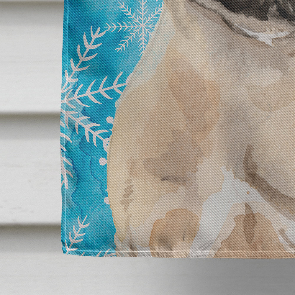 Fawn French Bulldog Winter House Flag 28x40 Porch Sleeve Pole Decorative Outside Yard Banner Artwork Wall Hanging, Polyester