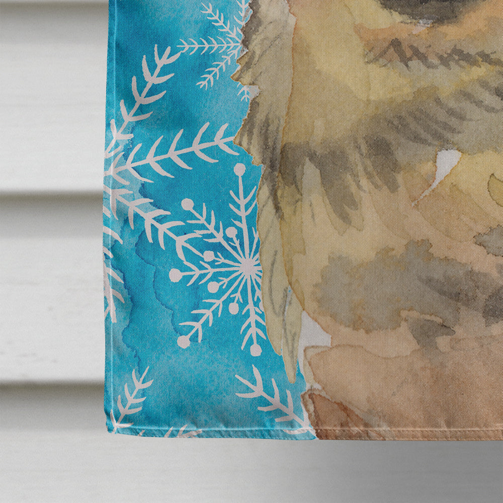 German Shepherd Winter House Flag 28x40 Porch Sleeve Pole Decorative Outside Yard Banner Artwork Wall Hanging, Polyester