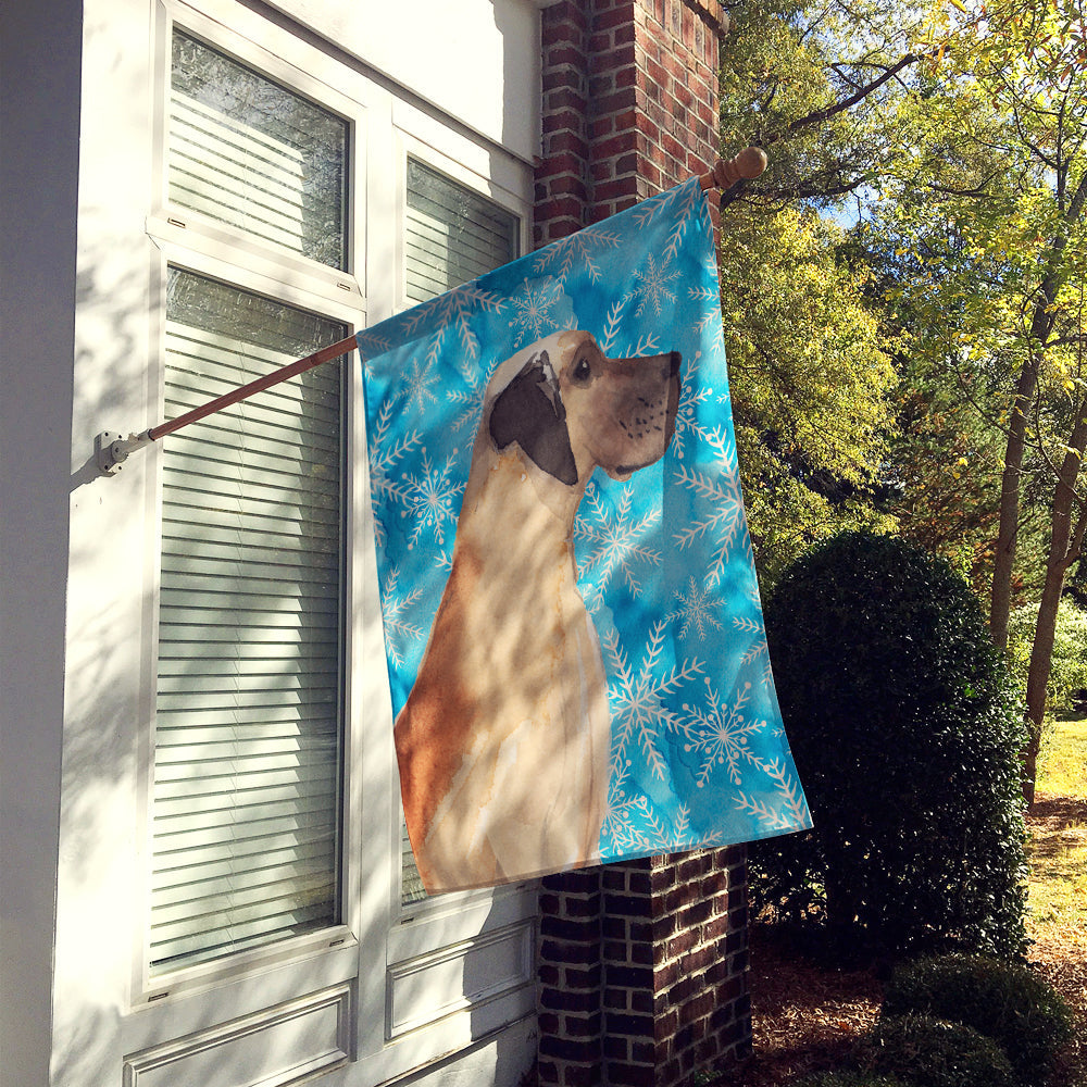 Fawn Natural Great Dane Winter House Flag 28x40 Porch Sleeve Pole Decorative Outside Yard Banner Artwork Wall Hanging, Polyester