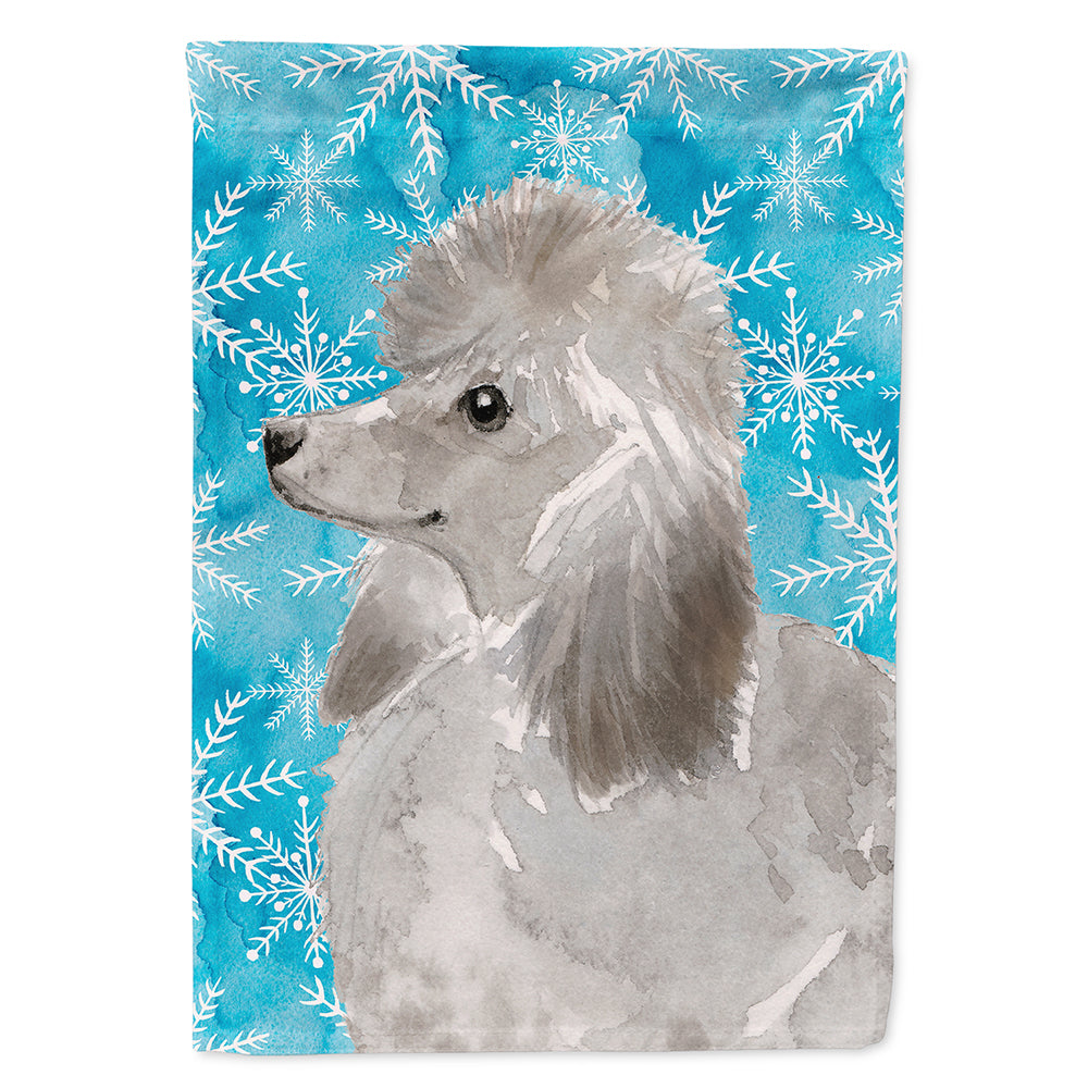 Grey Standard Poodle Winter House Flag 28x40 Porch Sleeve Pole Decorative Outside Yard Banner Artwork Wall Hanging, Polyester