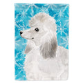 White Standard Poodle Winter House Flag 28x40 Porch Sleeve Pole Decorative Outside Yard Banner Artwork Wall Hanging, Polyester