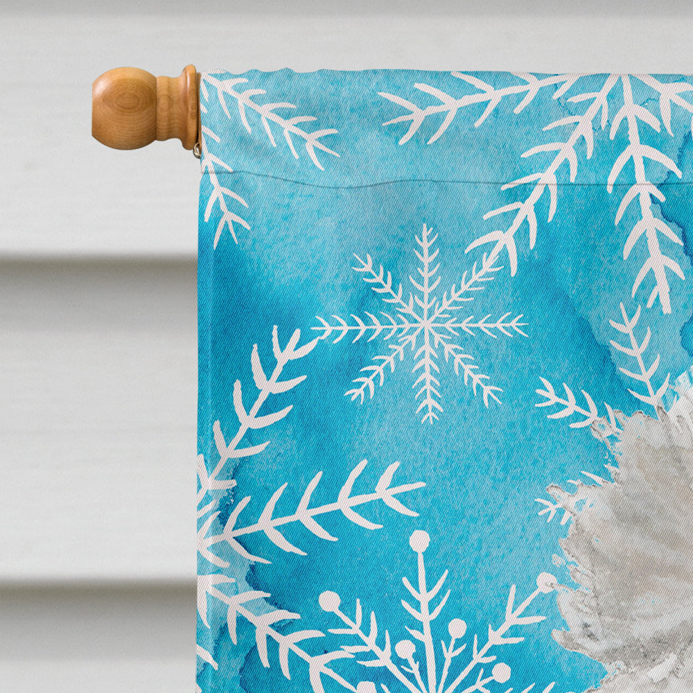 White Standard Poodle Winter House Flag 28x40 Porch Sleeve Pole Decorative Outside Yard Banner Artwork Wall Hanging, Polyester
