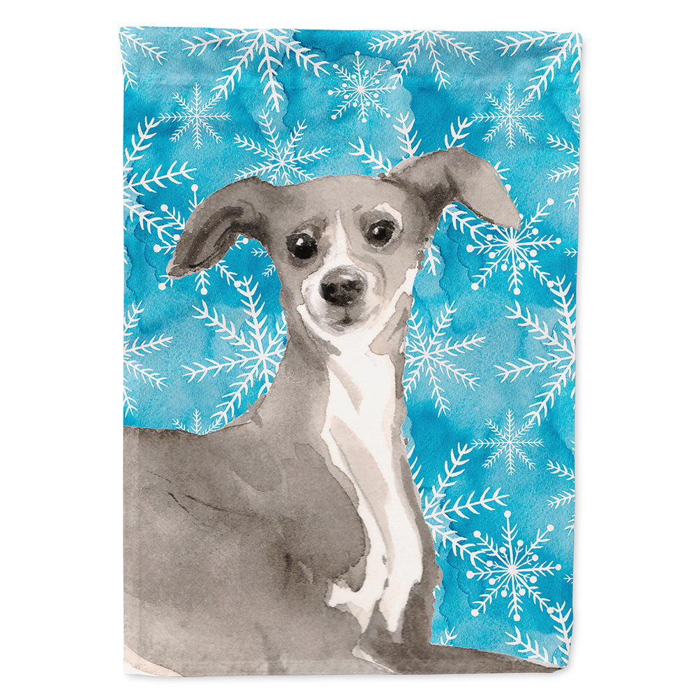 Italian Greyhound Winter House Flag 28x40 Porch Sleeve Pole Decorative Outside Yard Banner Artwork Wall Hanging, Polyester
