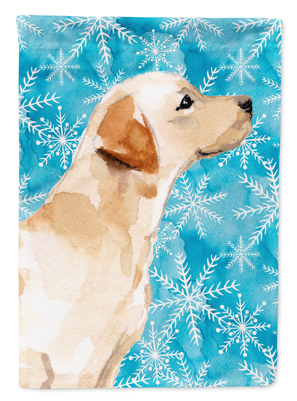 Yellow Labrador #2 Winter House Flag 28x40 Porch Sleeve Pole Decorative Outside Yard Banner Artwork Wall Hanging, Polyester