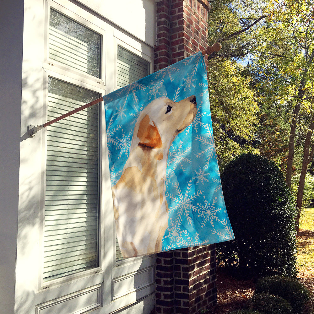 Yellow Labrador #2 Winter House Flag 28x40 Porch Sleeve Pole Decorative Outside Yard Banner Artwork Wall Hanging, Polyester