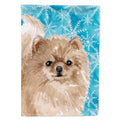 Pomeranian Winter House Flag 28x40 Porch Sleeve Pole Decorative Outside Yard Banner Artwork Wall Hanging, Polyester