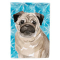 Fawn Pug Winter House Flag 28x40 Porch Sleeve Pole Decorative Outside Yard Banner Artwork Wall Hanging, Polyester