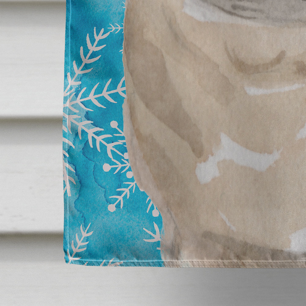 Fawn Pug Winter House Flag 28x40 Porch Sleeve Pole Decorative Outside Yard Banner Artwork Wall Hanging, Polyester