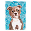 Red Staffie Bull Terrier Winter House Flag 28x40 Porch Sleeve Pole Decorative Outside Yard Banner Artwork Wall Hanging, Polyester