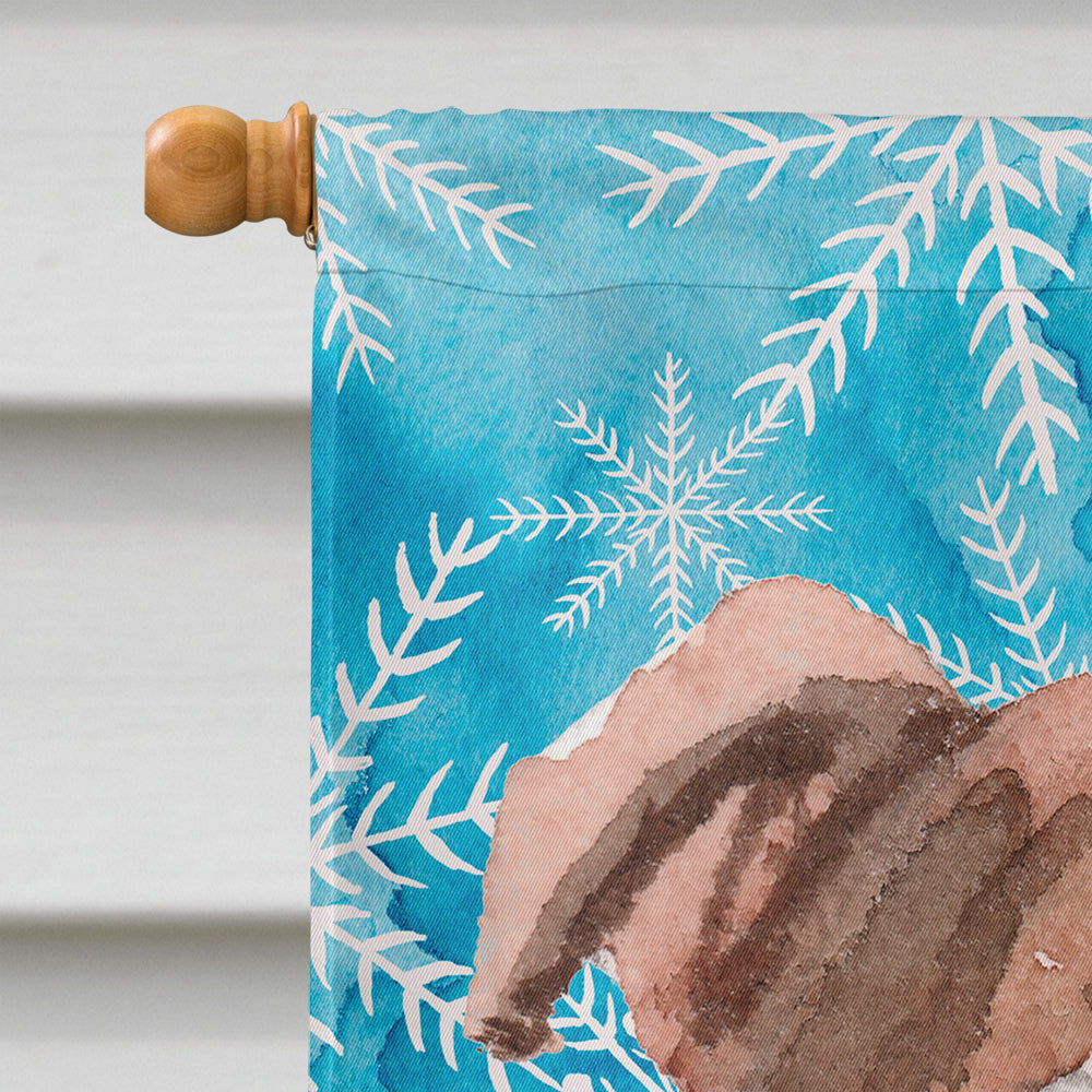 Red Staffie Bull Terrier Winter House Flag 28x40 Porch Sleeve Pole Decorative Outside Yard Banner Artwork Wall Hanging, Polyester