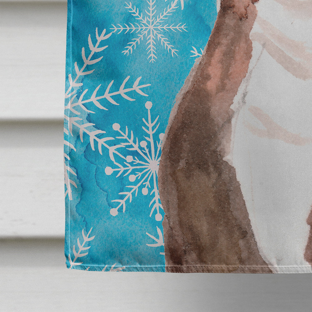 Red Staffie Bull Terrier Winter House Flag 28x40 Porch Sleeve Pole Decorative Outside Yard Banner Artwork Wall Hanging, Polyester