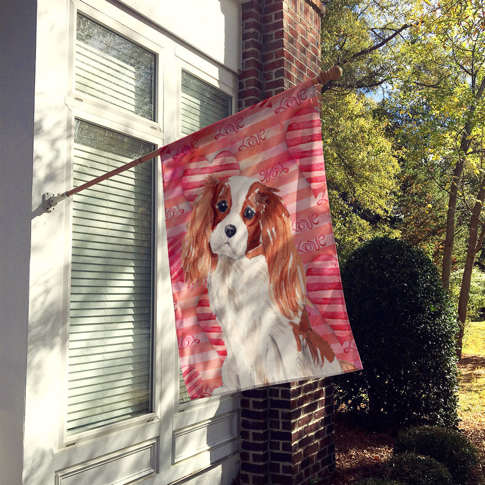 Blenheim Cavalier Spaniel Love House Flag 28x40 Porch Sleeve Pole Decorative Outside Yard Banner Artwork Wall Hanging, Polyester