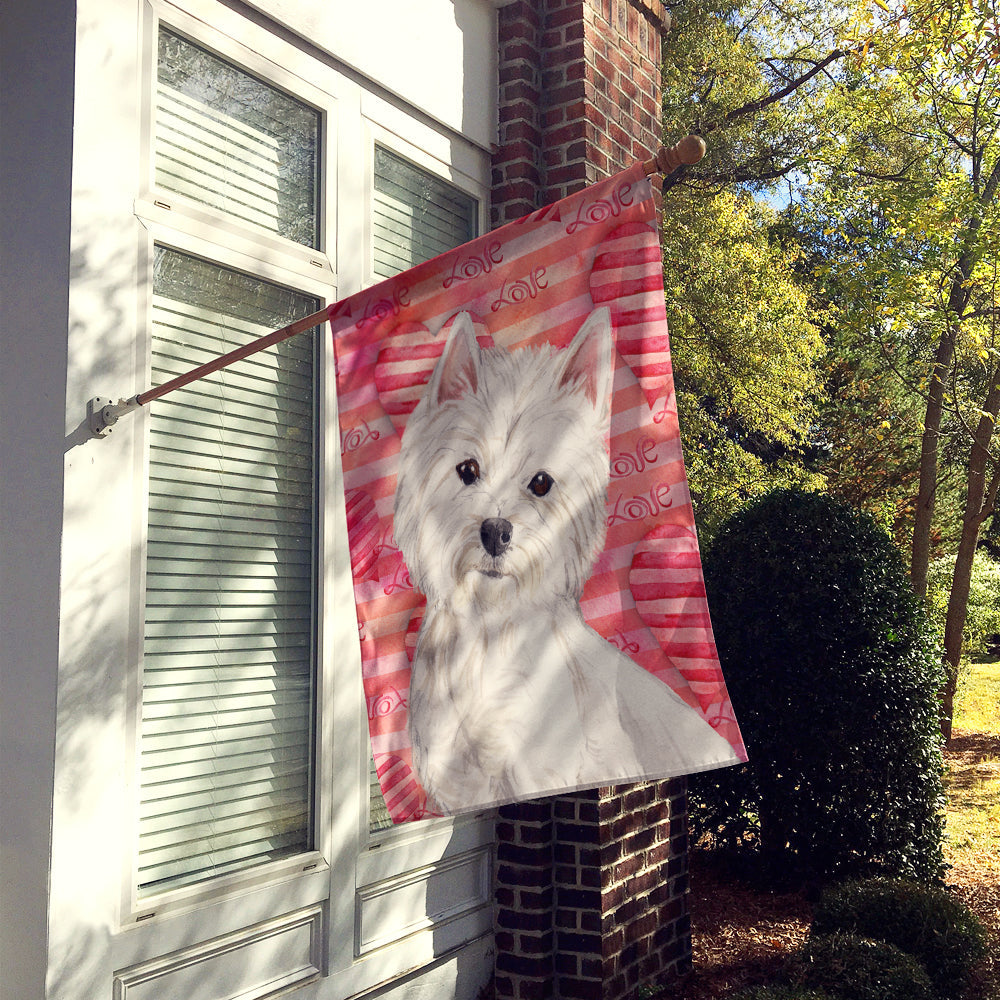 Westie Love House Flag 28x40 Porch Sleeve Pole Decorative Outside Yard Banner Artwork Wall Hanging, Polyester