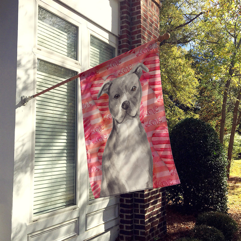 Staffordshire Bull Terrier Love House Flag 28x40 Porch Sleeve Pole Decorative Outside Yard Banner Artwork Wall Hanging, Polyester