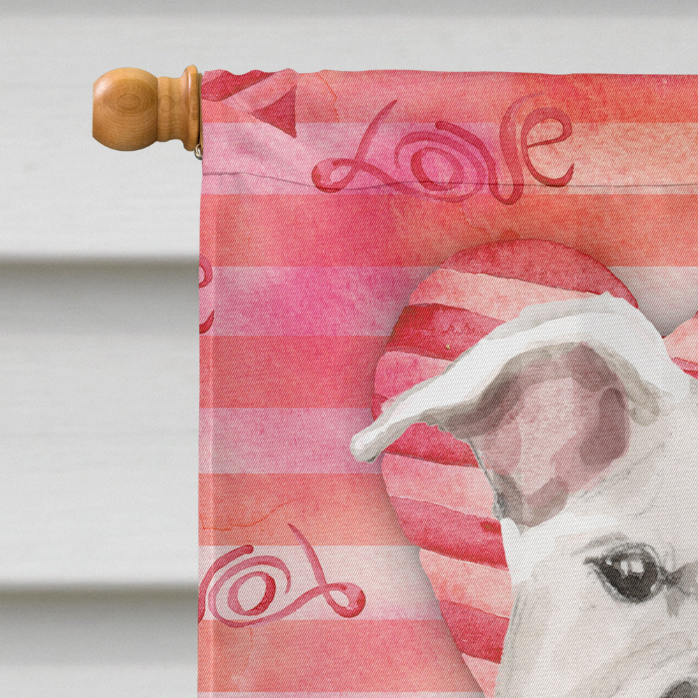 White Staffie Bull Terrier Love House Flag 28x40 Porch Sleeve Pole Decorative Outside Yard Banner Artwork Wall Hanging, Polyester