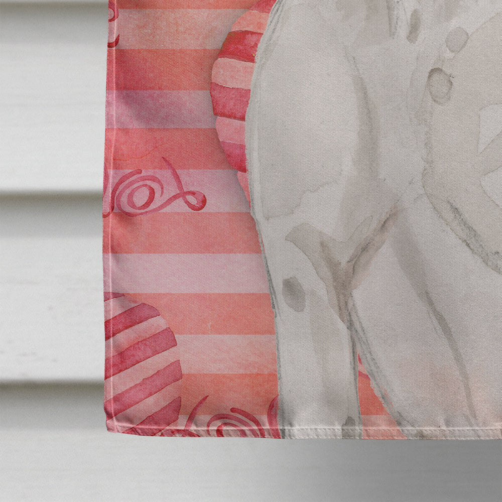 White Staffie Bull Terrier Love House Flag 28x40 Porch Sleeve Pole Decorative Outside Yard Banner Artwork Wall Hanging, Polyester