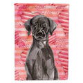 Black Labrador Love House Flag 28x40 Porch Sleeve Pole Decorative Outside Yard Banner Artwork Wall Hanging, Polyester