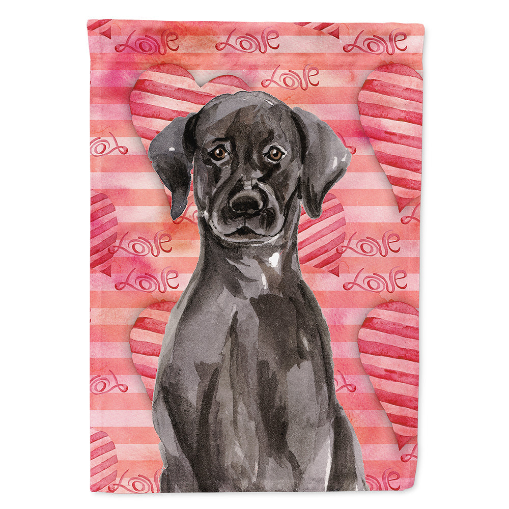 Black Labrador Love House Flag 28x40 Porch Sleeve Pole Decorative Outside Yard Banner Artwork Wall Hanging, Polyester