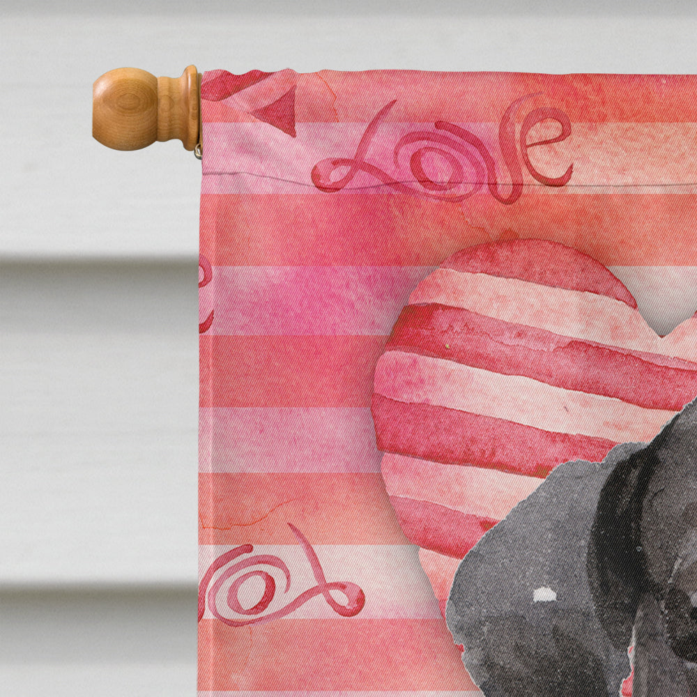 Black Labrador Love House Flag 28x40 Porch Sleeve Pole Decorative Outside Yard Banner Artwork Wall Hanging, Polyester
