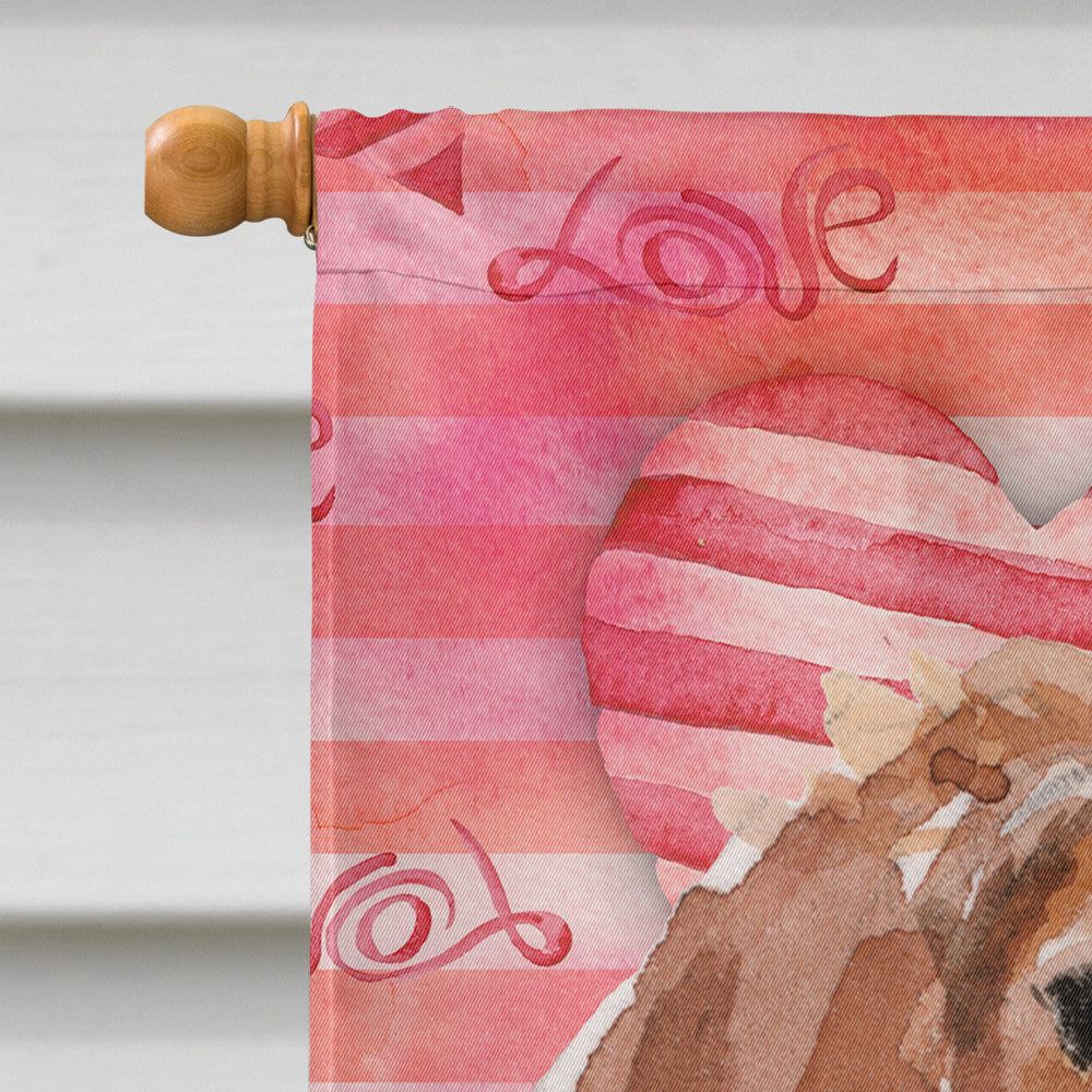 Brittany Spaniel Love House Flag 28x40 Porch Sleeve Pole Decorative Outside Yard Banner Artwork Wall Hanging, Polyester