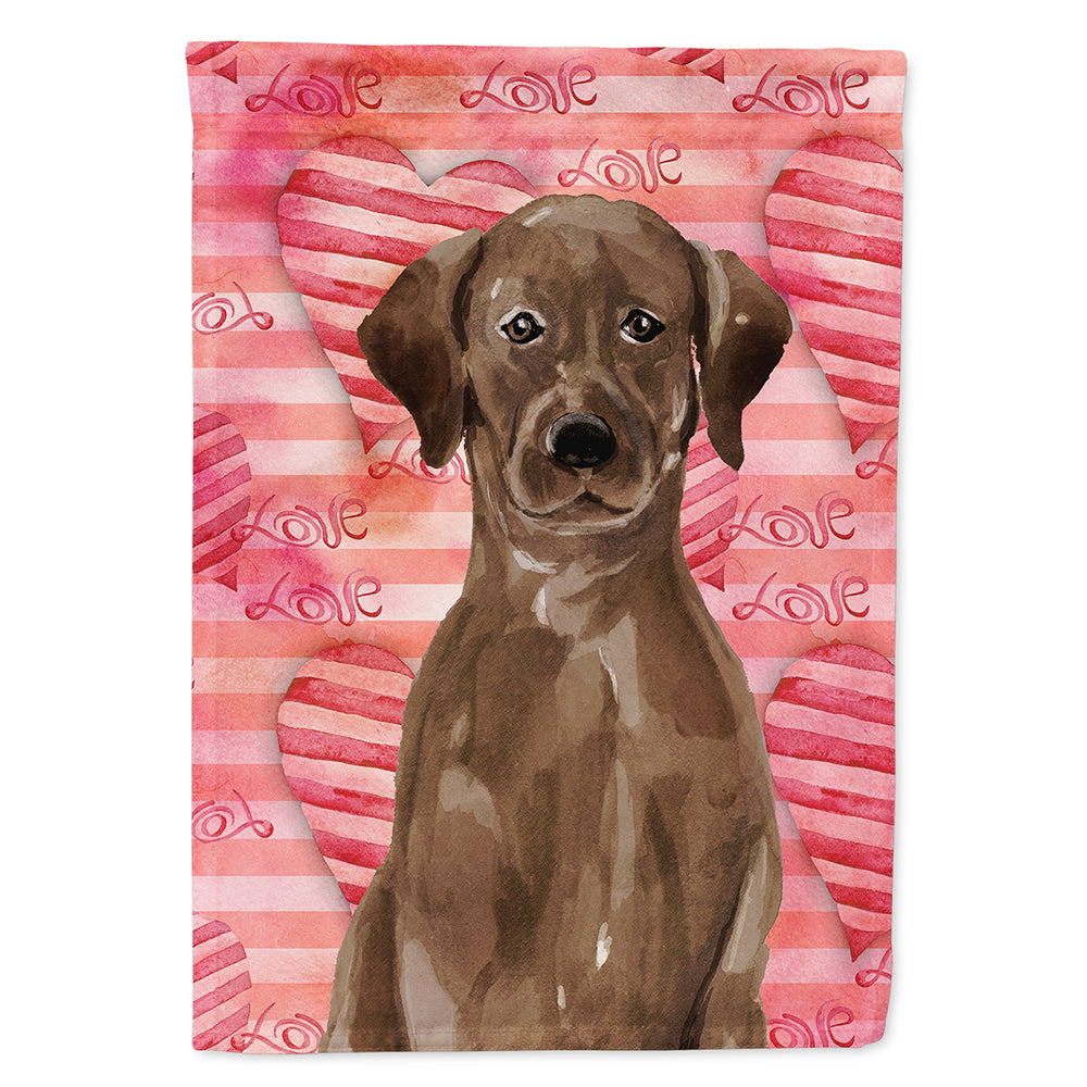Chocolate Labrador Love House Flag 28x40 Porch Sleeve Pole Decorative Outside Yard Banner Artwork Wall Hanging, Polyester