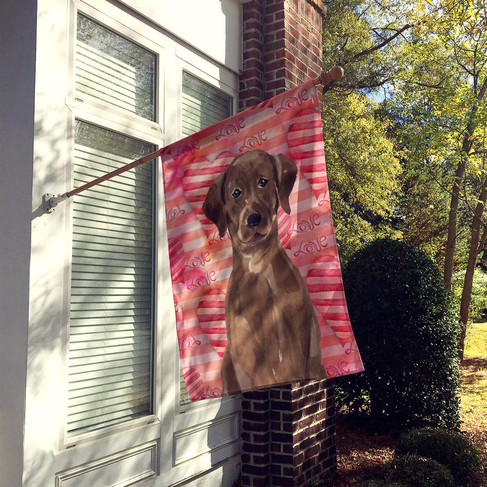 Chocolate Labrador Love House Flag 28x40 Porch Sleeve Pole Decorative Outside Yard Banner Artwork Wall Hanging, Polyester