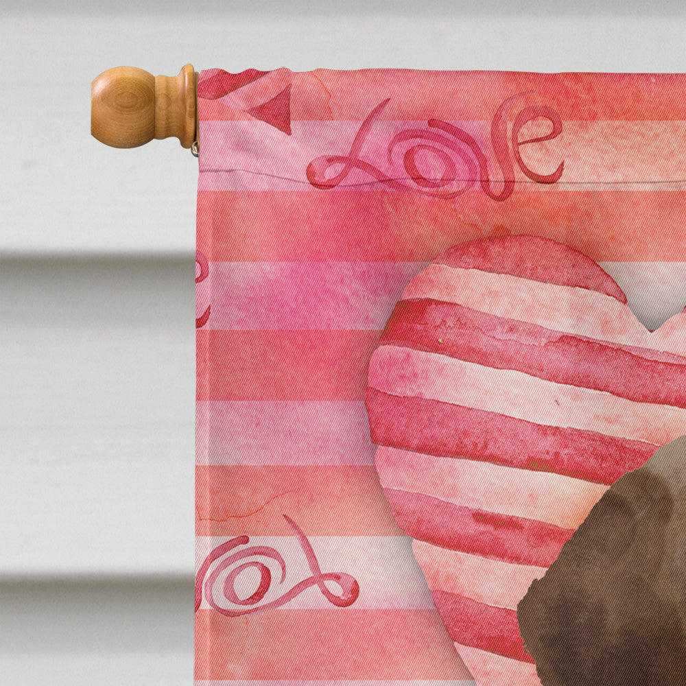 Chocolate Labrador Love House Flag 28x40 Porch Sleeve Pole Decorative Outside Yard Banner Artwork Wall Hanging, Polyester
