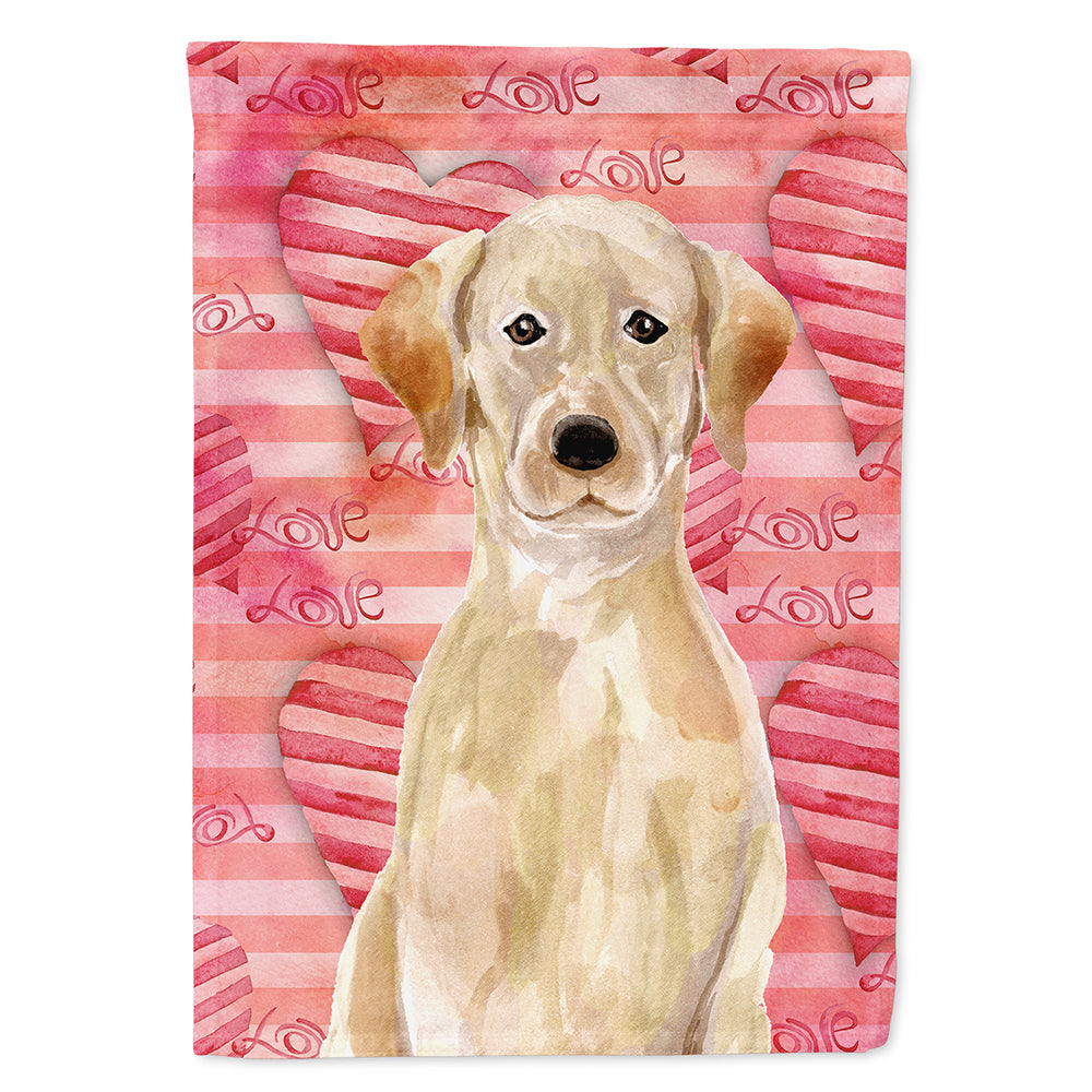 Yellow Labrador Love House Flag 28x40 Porch Sleeve Pole Decorative Outside Yard Banner Artwork Wall Hanging, Polyester