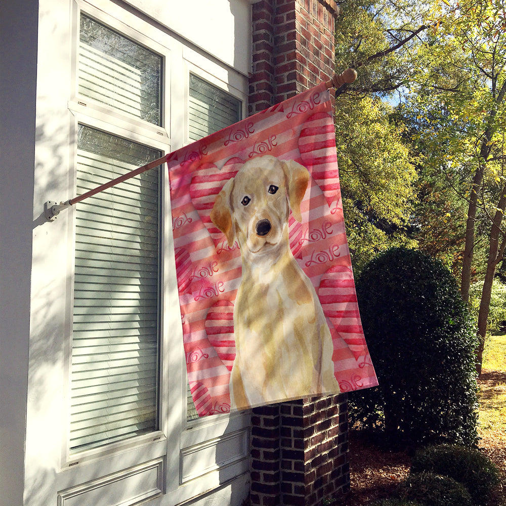 Yellow Labrador Love House Flag 28x40 Porch Sleeve Pole Decorative Outside Yard Banner Artwork Wall Hanging, Polyester