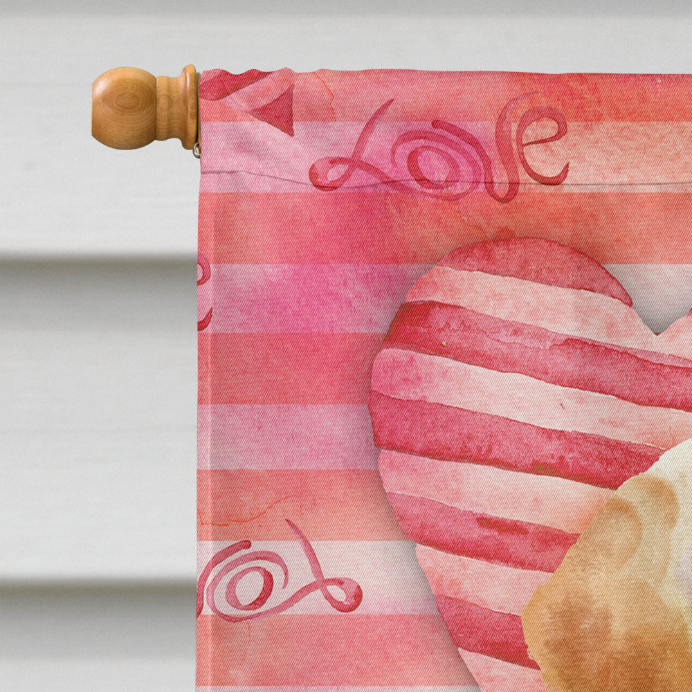 Yellow Labrador Love House Flag 28x40 Porch Sleeve Pole Decorative Outside Yard Banner Artwork Wall Hanging, Polyester