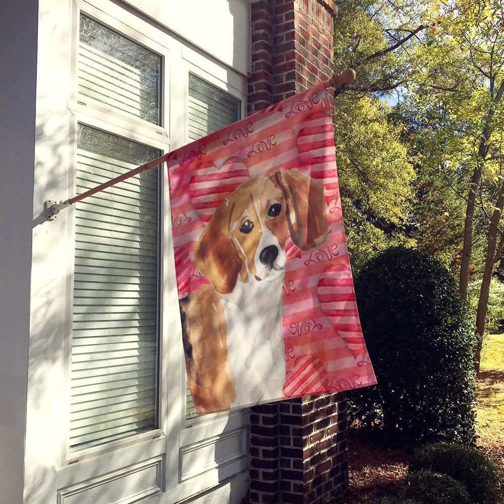 Beagle Love House Flag 28x40 Porch Sleeve Pole Decorative Outside Yard Banner Artwork Wall Hanging, Polyester