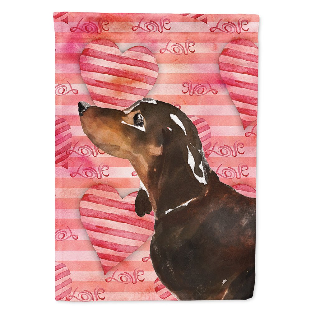 Black and Tan Dachshund Love House Flag 28x40 Porch Sleeve Pole Decorative Outside Yard Banner Artwork Wall Hanging, Polyester