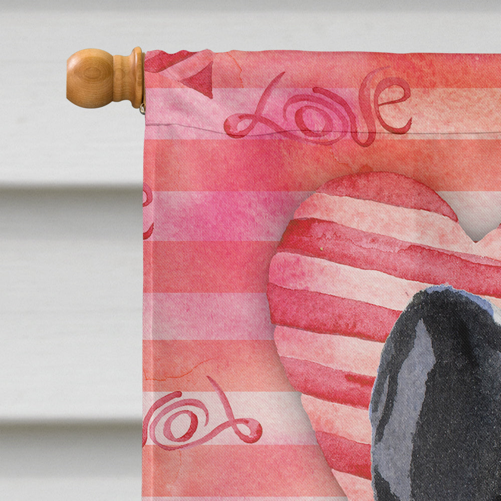 Black White French Bulldog Love House Flag 28x40 Porch Sleeve Pole Decorative Outside Yard Banner Artwork Wall Hanging, Polyester