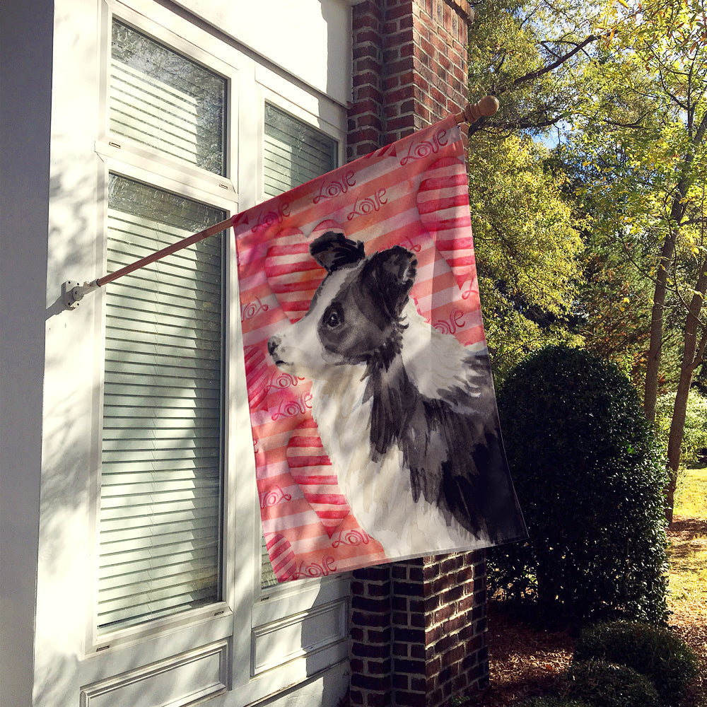 Border Collie Love House Flag 28x40 Porch Sleeve Pole Decorative Outside Yard Banner Artwork Wall Hanging, Polyester