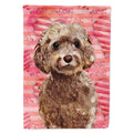 Brown Cockapoo Love House Flag 28x40 Porch Sleeve Pole Decorative Outside Yard Banner Artwork Wall Hanging, Polyester