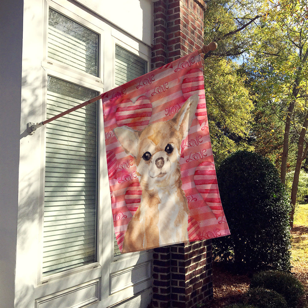 Chihuahua Love House Flag 28x40 Porch Sleeve Pole Decorative Outside Yard Banner Artwork Wall Hanging, Polyester