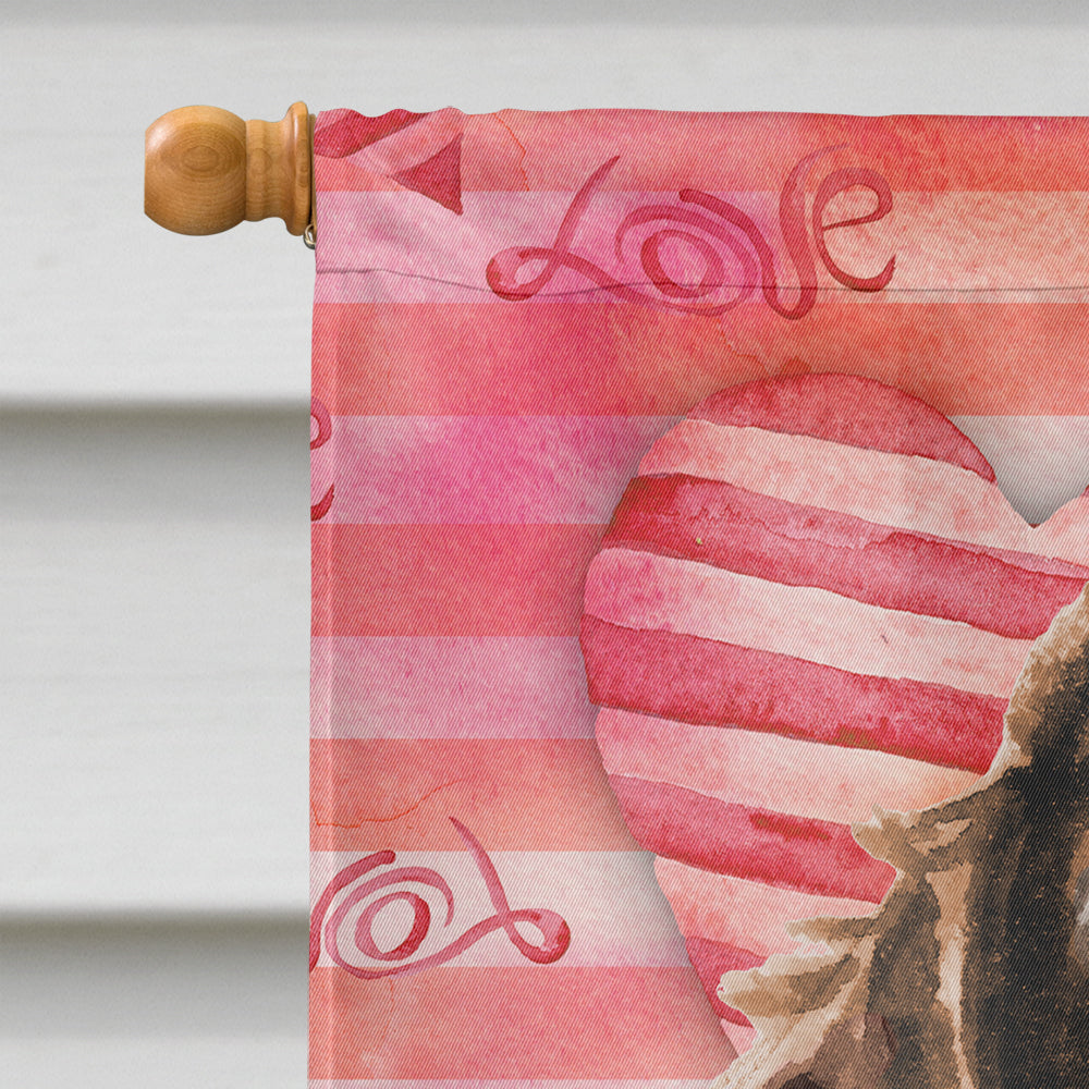 Brown Parti Love House Flag 28x40 Porch Sleeve Pole Decorative Outside Yard Banner Artwork Wall Hanging, Polyester