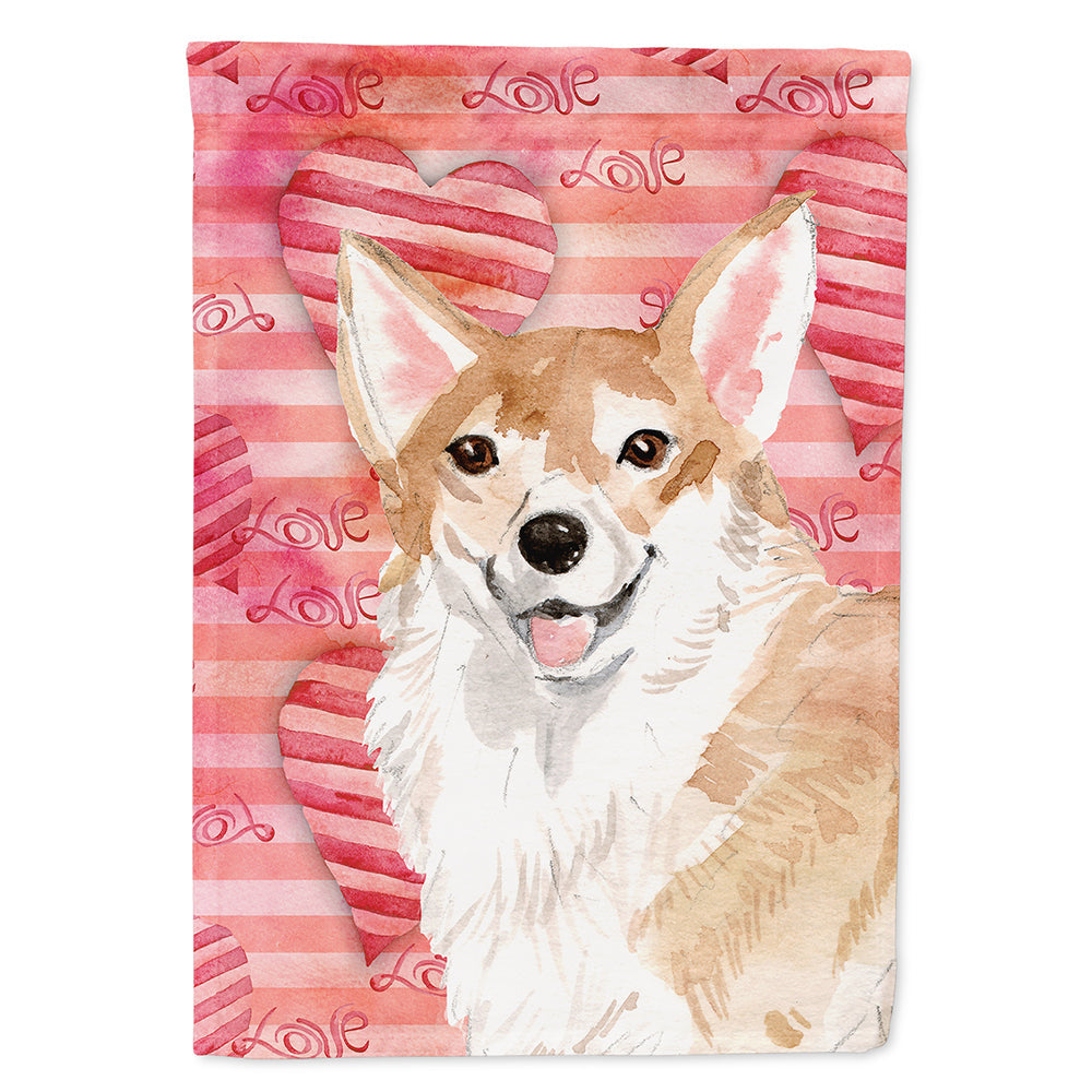 Corgi Love House Flag 28x40 Porch Sleeve Pole Decorative Outside Yard Banner Artwork Wall Hanging, Polyester