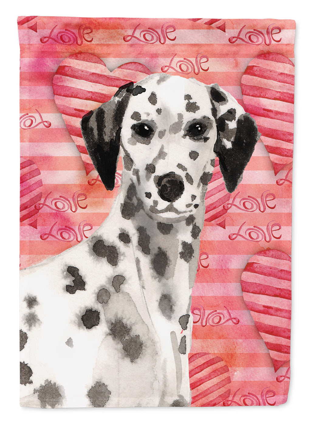 Dalmatian Love House Flag 28x40 Porch Sleeve Pole Decorative Outside Yard Banner Artwork Wall Hanging, Polyester