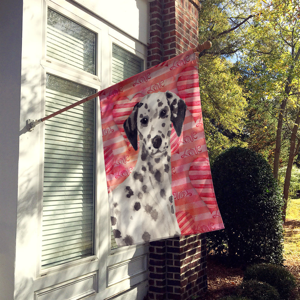 Dalmatian Love House Flag 28x40 Porch Sleeve Pole Decorative Outside Yard Banner Artwork Wall Hanging, Polyester