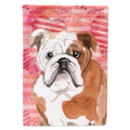 English Bulldog Love House Flag 28x40 Porch Sleeve Pole Decorative Outside Yard Banner Artwork Wall Hanging, Polyester