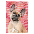 Fawn French Bulldog Love House Flag 28x40 Porch Sleeve Pole Decorative Outside Yard Banner Artwork Wall Hanging, Polyester