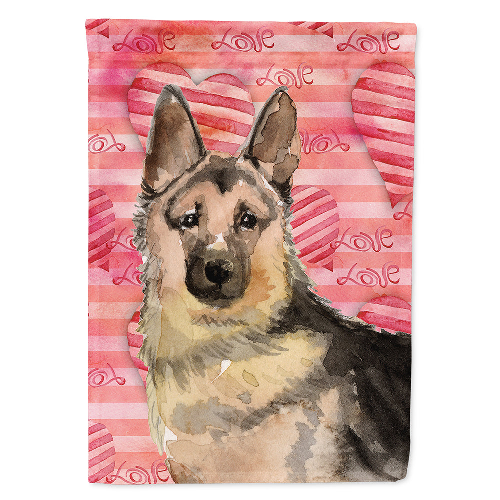 German Shepherd Love House Flag 28x40 Porch Sleeve Pole Decorative Outside Yard Banner Artwork Wall Hanging, Polyester
