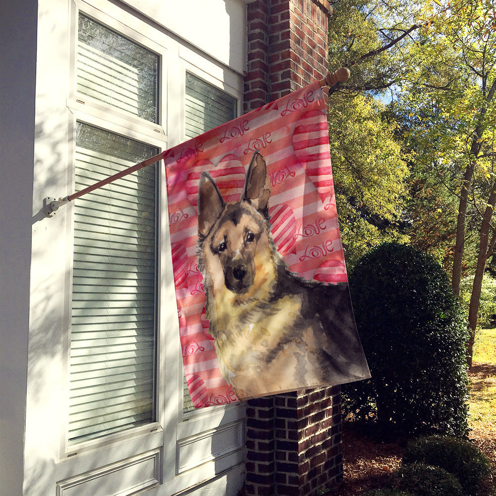German Shepherd Love House Flag 28x40 Porch Sleeve Pole Decorative Outside Yard Banner Artwork Wall Hanging, Polyester