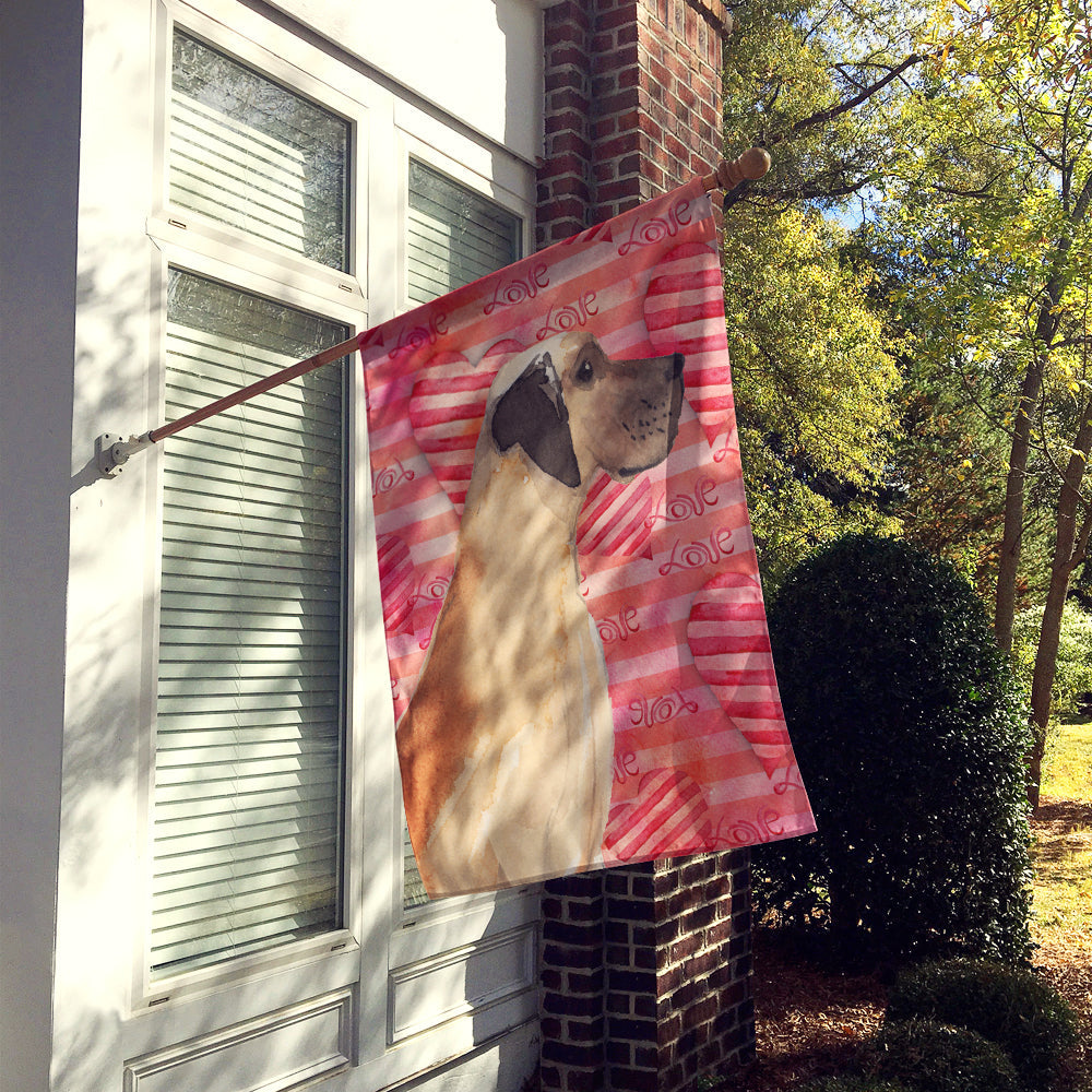 Fawn Natural Great Dane Love House Flag 28x40 Porch Sleeve Pole Decorative Outside Yard Banner Artwork Wall Hanging, Polyester