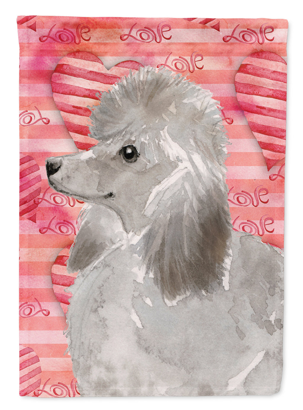 Grey Standard Poodle Love House Flag 28x40 Porch Sleeve Pole Decorative Outside Yard Banner Artwork Wall Hanging, Polyester